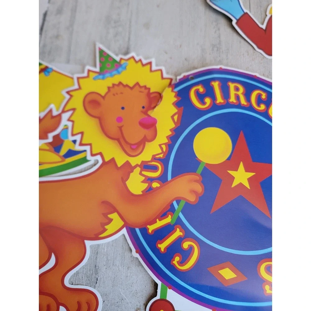Vintage Bristle circus paper large hanging seal monkey lion elephant set